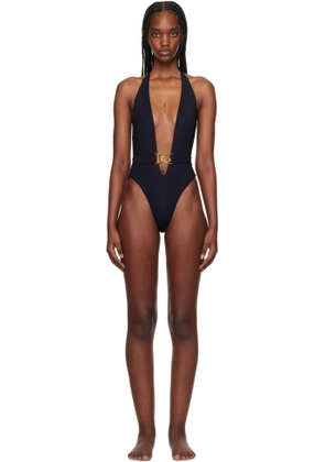 Dolce&Gabbana Black Plunging Neck & Belt Swimsuit