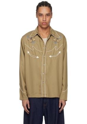 Nudie Jeans Tan Gonzo Cowboy Flower Shirt