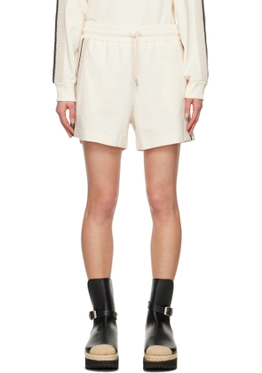 Moncler Off-White Striped Trim Shorts