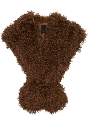 Anna Sui Brown Faux Fur Shawl Scarf