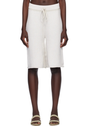 Lauren Manoogian Beige & White Linea Shorts