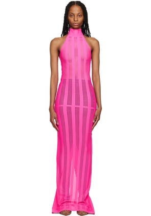 FAL-ASH Pink Lasercut Maxi Dress