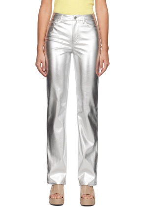 Staud Silver Chisel Faux-Leather Trousers