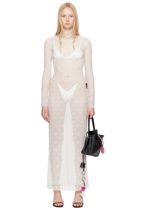 Marine Serre White Moonogram Mesh Flock Maxi Dress