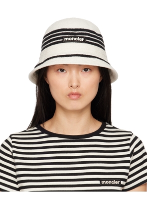 Moncler Off-White & Black Striped Bucket Hat