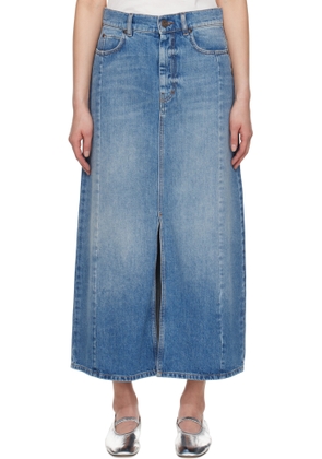 Weekend Max Mara Blue Gesso Denim Midi Skirt