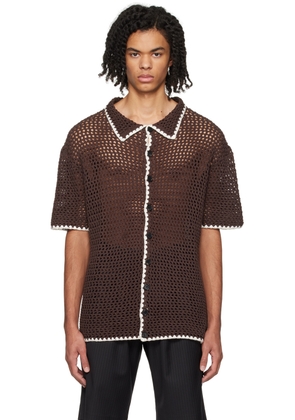 WYNN HAMLYN Brown Button-Up Shirt