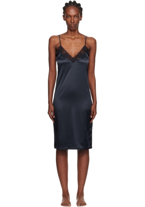 Yasmine Eslami Black Annabelle Satin Slip Midi Dress