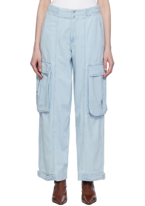 FRAME Blue Wide-Leg Cargo Jeans
