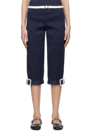 SUPER YAYA Navy Pantacourt With Belts Trousers