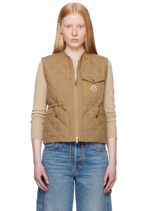 Moncler Tan Vigny Diamond-Quilted Padded Linen Vest