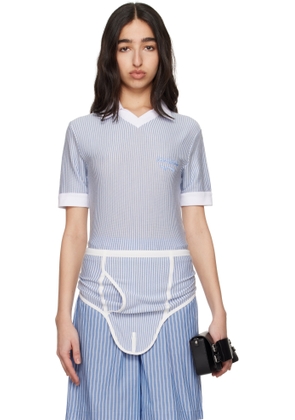 Charles Jeffrey LOVERBOY White & Blue Cheeky Onesie Bodysuit