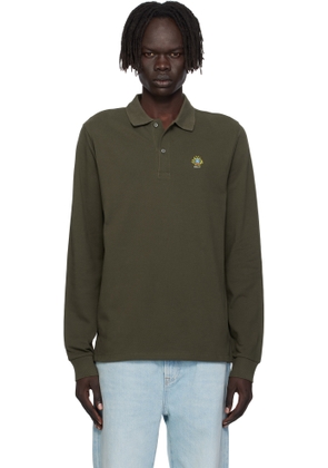 Bally Khaki Long Sleeve Crest Logo Polo