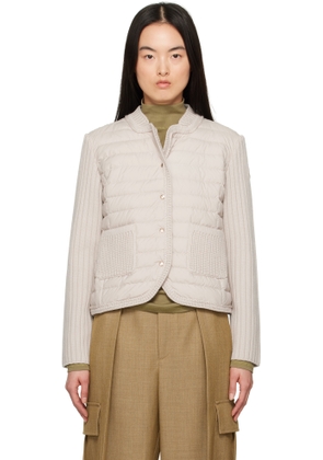 Moncler Beige Padded Wool Down Cardigan
