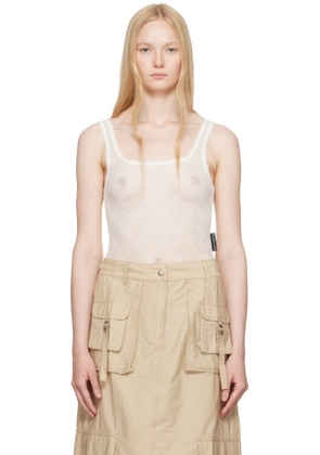 Marine Serre White Recycled Mesh Flock Bodysuit