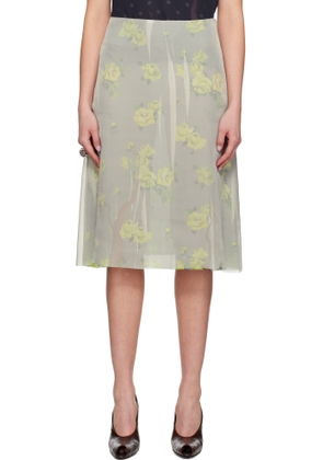 Acne Studios Gray Floral Midi Skirt
