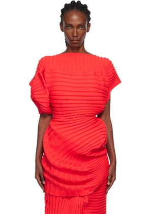 ISSEY MIYAKE Red Knit 'As It Is' Top