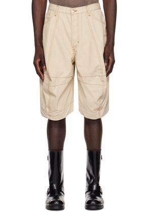 Edward Cuming Off-White Paneled Denim Shorts