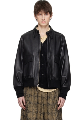 WACKO MARIA Black A-2 Leather Flight Jacket