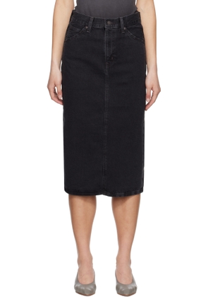 Levi's Black High Rise Slit Midi Skirt
