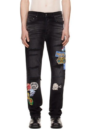 AMIRI Black Station Patch Repair Slim Jeans
