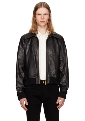 AMIRI Black Zip Leather Jacket