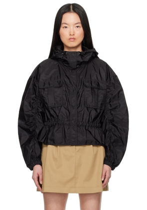 Moncler Black Curton Hooded Peplum Jacket