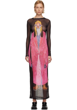 Charles Jeffrey LOVERBOY Black Powermesh Maxi Dress