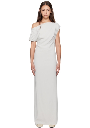 St. Agni Gray Asymmetric Off Shoulder Midi Dress