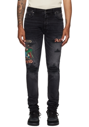AMIRI Black Embroidered 'Sinners' Skinny Jeans