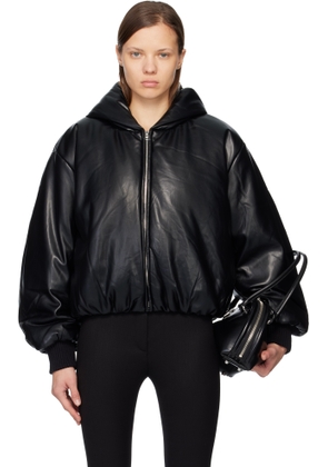 Acne Studios Black Hooded Faux-Leather Jacket
