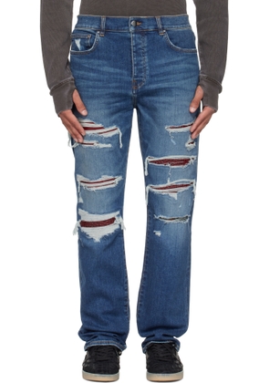 AMIRI Blue Croc Slim Thrasher Jeans