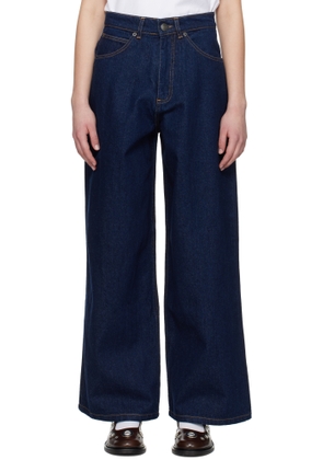 Charles Jeffrey LOVERBOY Navy Knit Patch Wide Leg Jeans