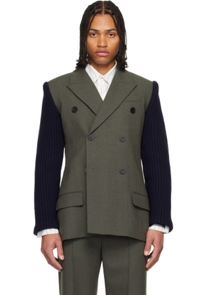 Jean Paul Gaultier Gray & Navy 'The Bi-Material Suit' Blazer
