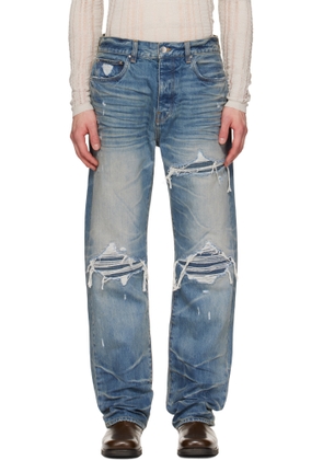 AMIRI Blue Pleated Denim Straight MX1 Jeans
