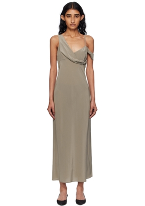 St. Agni Gray Silk Drape Midi Dress