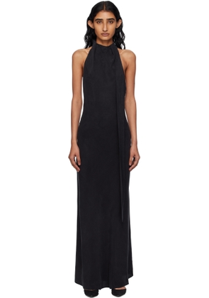 St. Agni Black Bias Scarf Maxi Dress