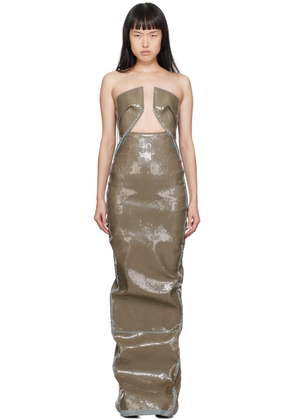 Rick Owens Tan & Blue Prong Denim Maxi Dress