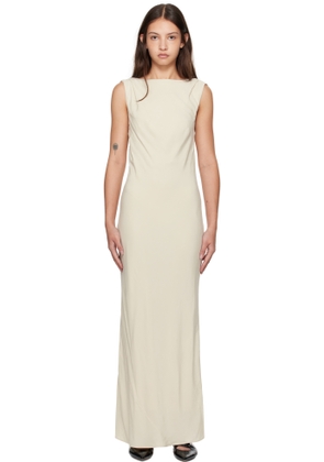St. Agni Beige Draped Cowl Midi Dress