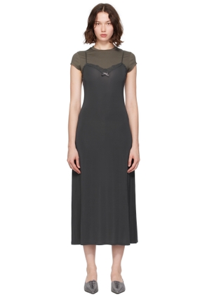 Acne Studios Gray Layered Jersey Midi Dress