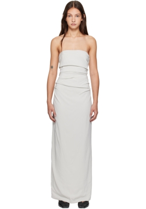 St. Agni Gray Strapless Tie Back Maxi Dress
