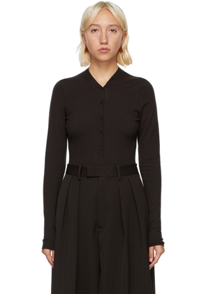 Bottega Veneta Brown Cashmere V-Neck Bodysuit
