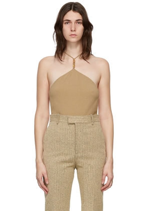 Bottega Veneta Beige Cashmere Halter Bodysuit