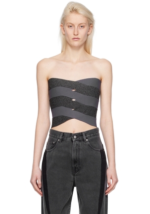 Dion Lee Gray & Black Reflective Interlocking Weave Bustier