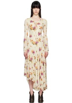 Acne Studios Beige Floral Midi Dress