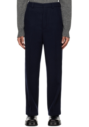 AMI Paris Navy Wide-Fit Trousers
