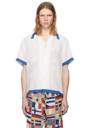 Bode White Club Champion Short Sleeve Shirt