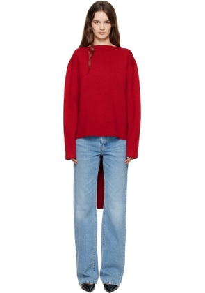 St. Agni Red Milano Knit Scarf Sweater