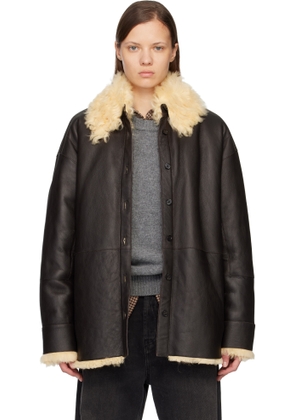 Acne Studios Brown Shearling Shirt Jacket