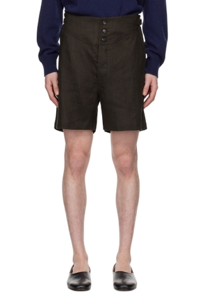 Bode Brown Linen Cot Shorts